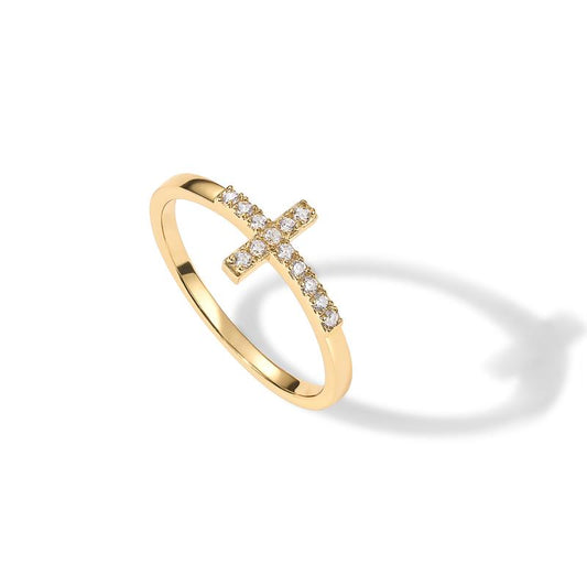 Oresa 14K Gold Plated Cross Ring